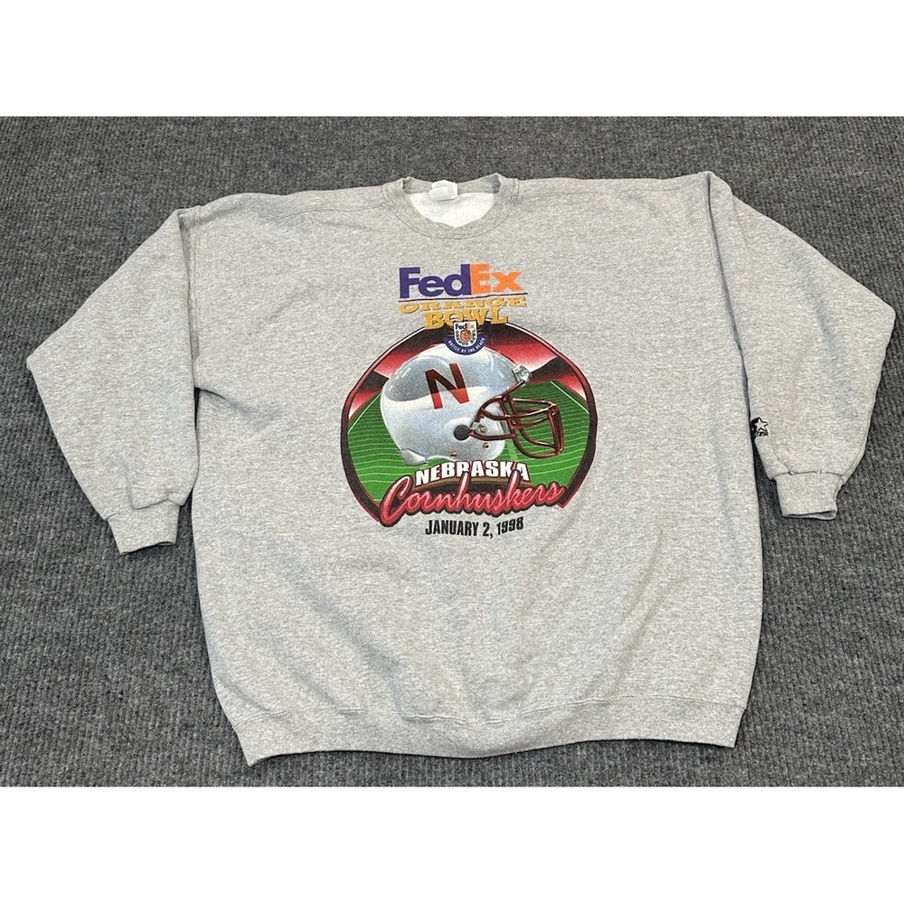 Vintage‎ Starters NCAA Nebraska Huskers Sweatshirt XXL FedEx Orange Bowl 1998